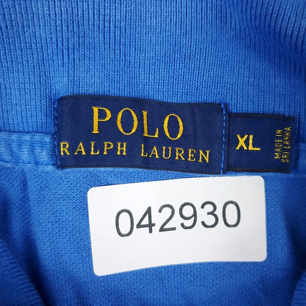 Ralph Lauren Polo Shirt Mens XL Blue Yellow Pony Short Sleeve Cotton Pique